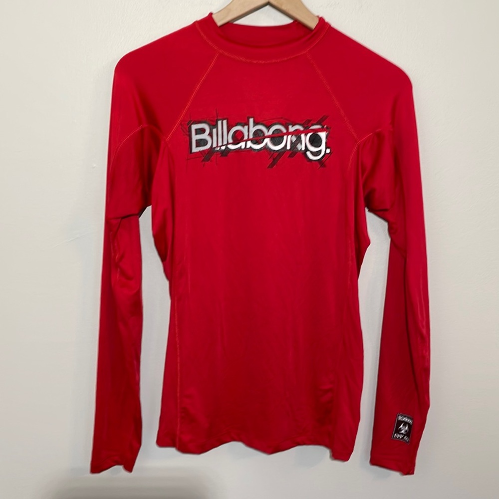 Kids Billabong Red and Black Rashgaurd Swim top UPF 50 Boys or Girls XL